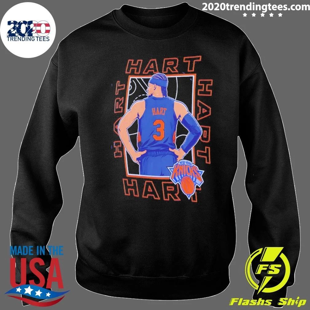 Josh Hart New York Knicks Athlete Portrait Illustration On A Blue Shirt