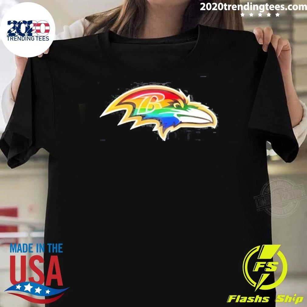 Baltimore Ravens Nfl Team Logo Football Bird Pride Rainbow Mascot B Shirt