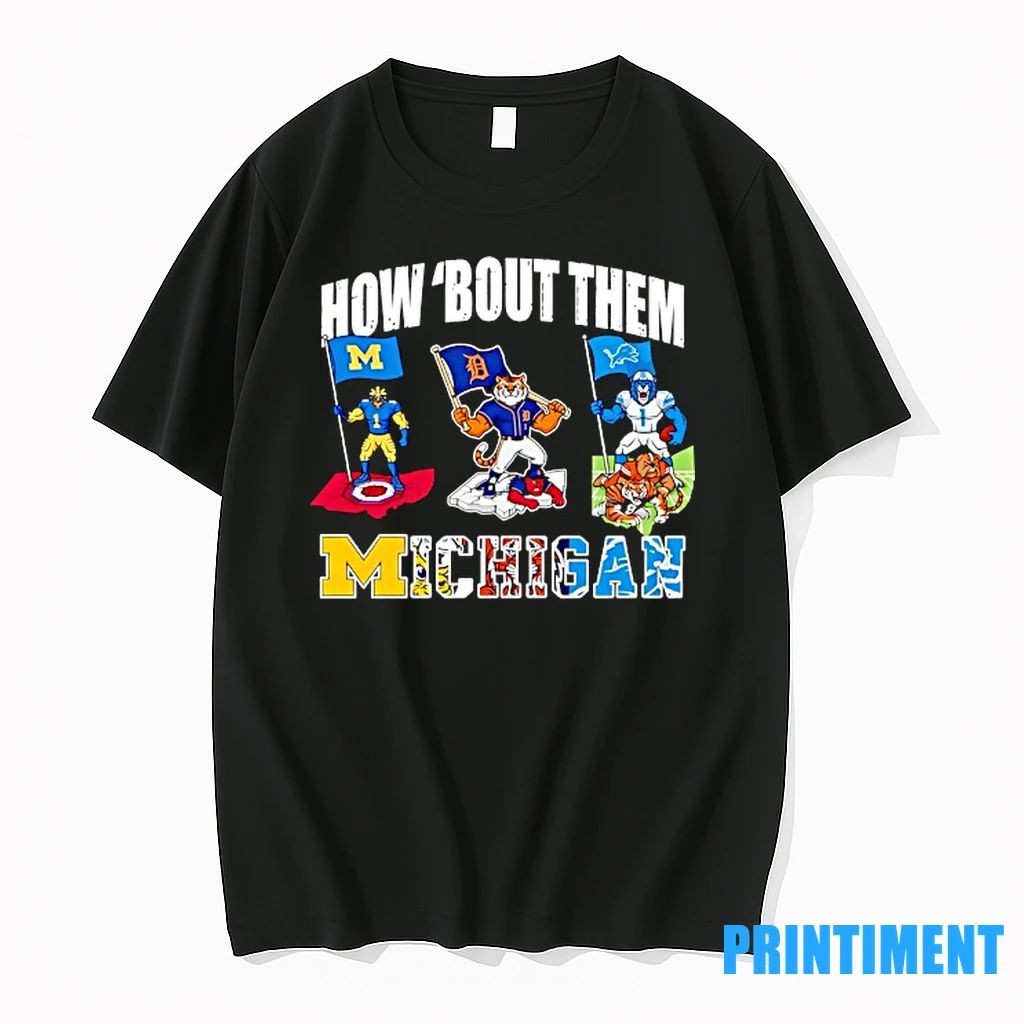 Michigan Wolverines Detroit Tigers And Detroit Lions How Bout Them Tshirts Sweater