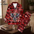 Delta Sigma Theta Red Plaid Elephant Pajama Set