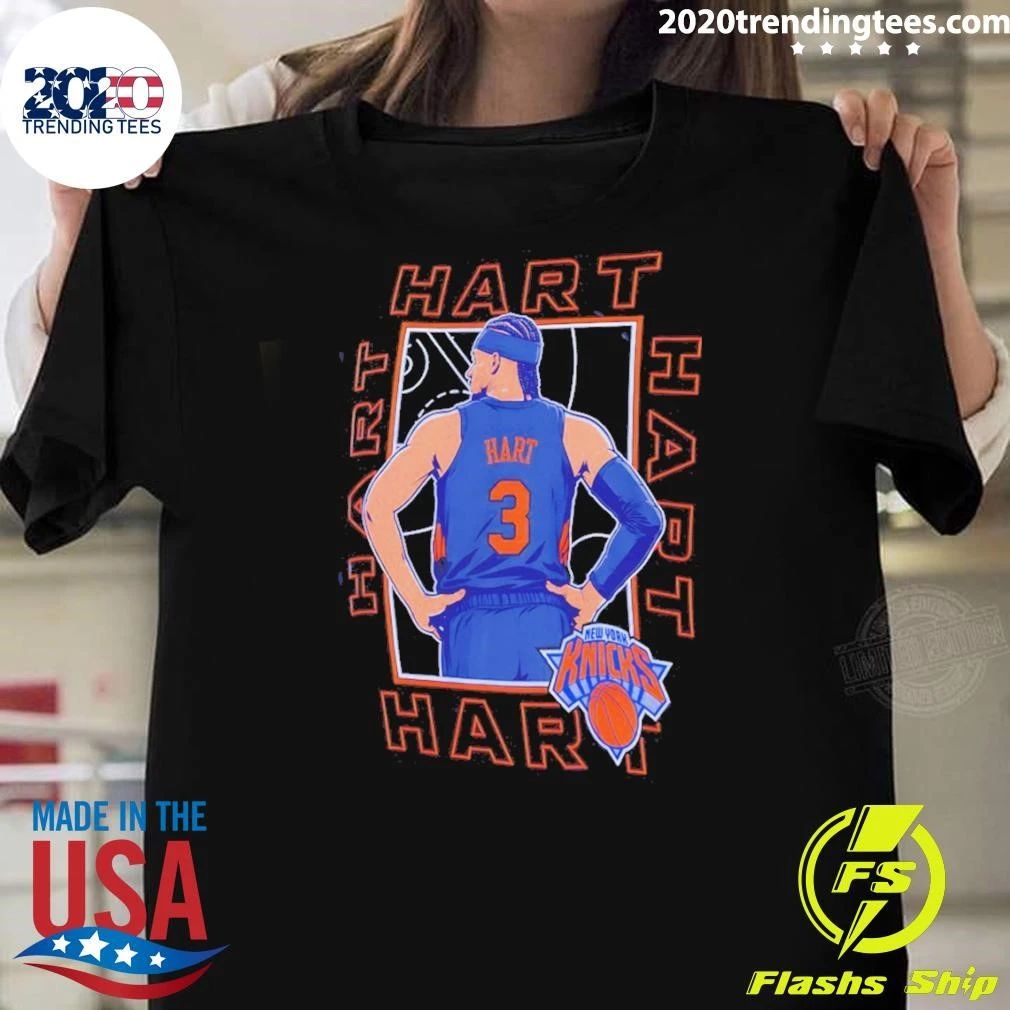 Josh Hart New York Knicks Athlete Portrait Illustration On A Blue Shirt