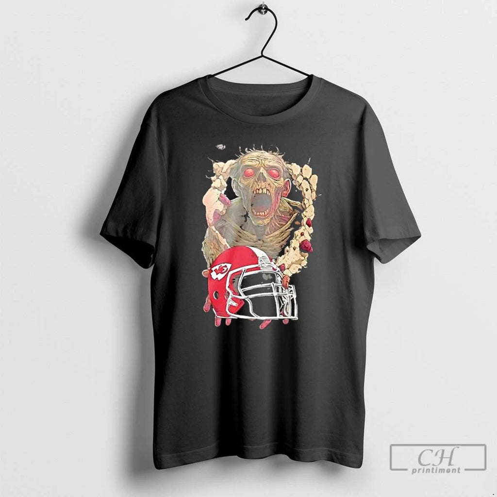 Classic Zombie Kansas City Chiefs Football Helmet Horror Halloween T Shirts