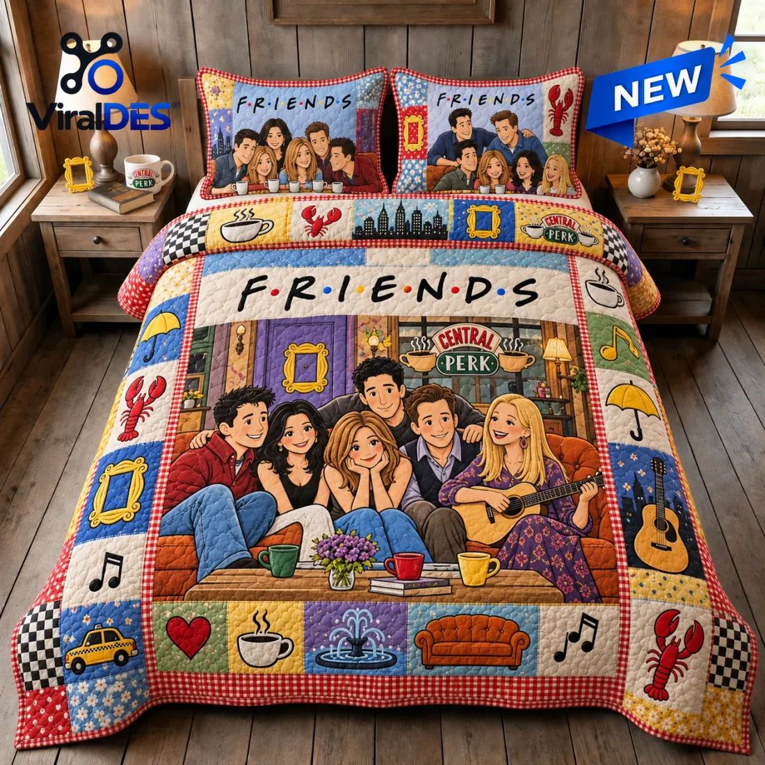 Friends Central Perk Patchwork Quilt Set