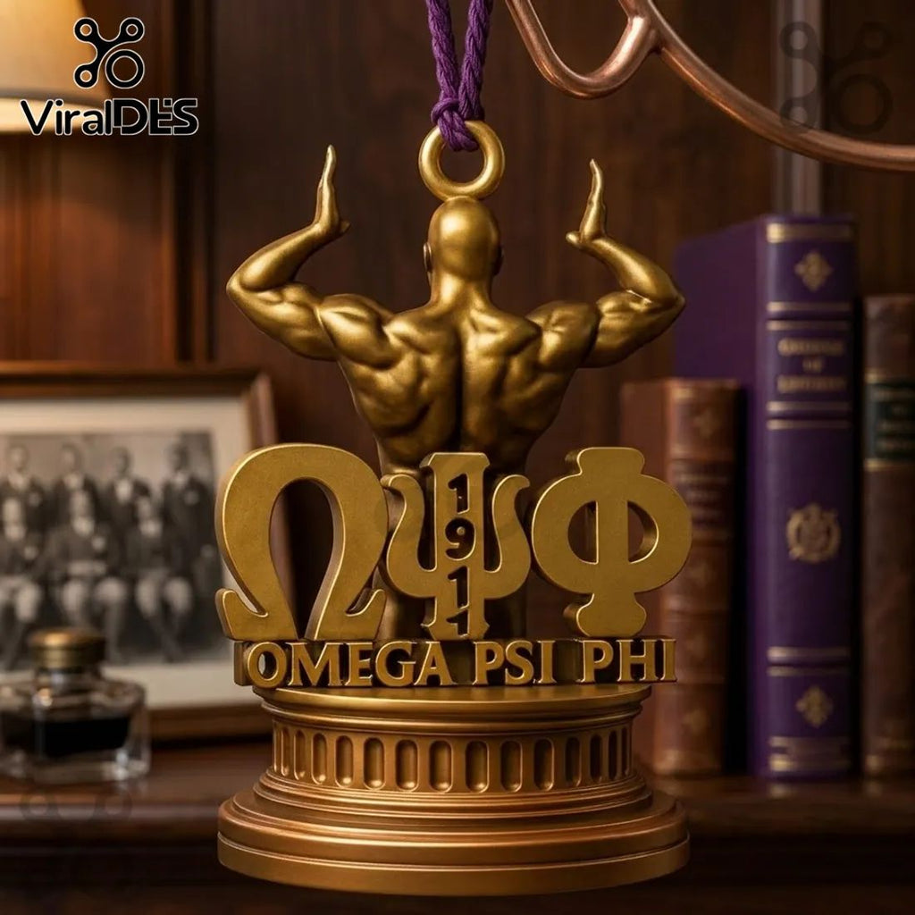 Omega Psi Phi Gold Christmas Ornament 2026