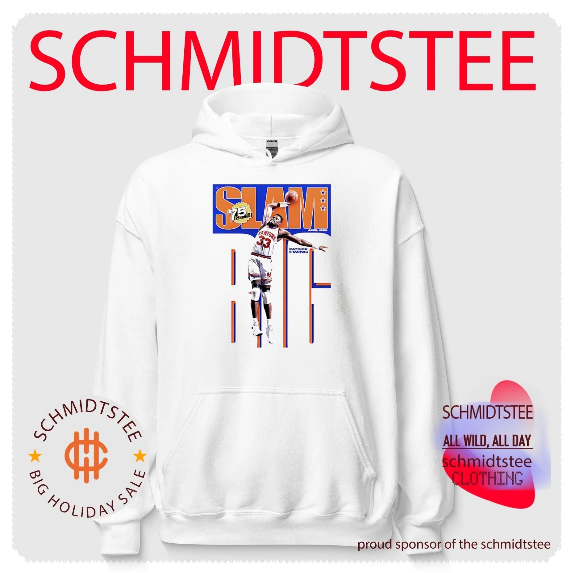 New York Knicks Patrick Ewing SLAM Cream Hardwood Classics Cover shirt
