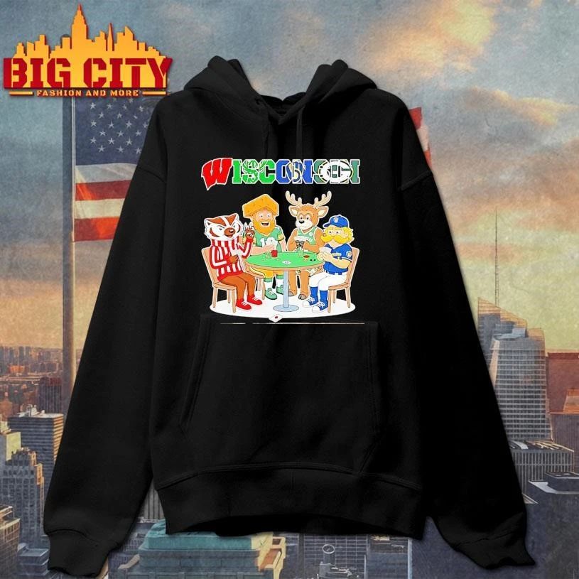 Wisconsin City Sports Mascot Playing Poker Graphic Shirt