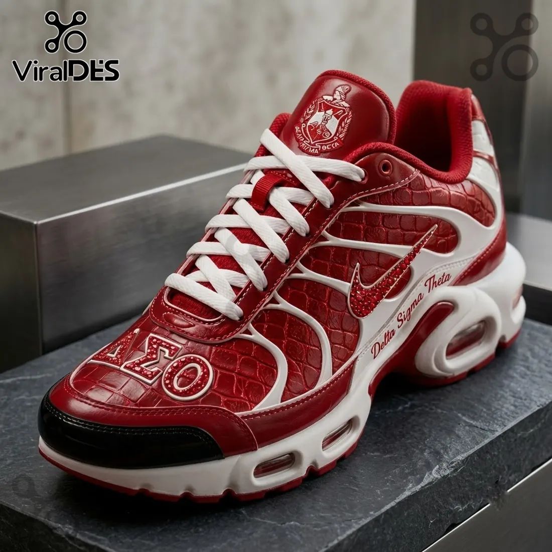 Delta Sigma Theta Crocodile Red Air Max Plus Sneakers