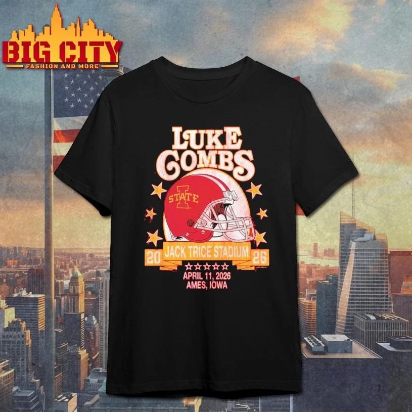 Luke Combs Ames Iowa 2026 Exclusive Tour At Jack Trice Stadium April 11 2026 Iowa State Cyclones Helmet Shirt