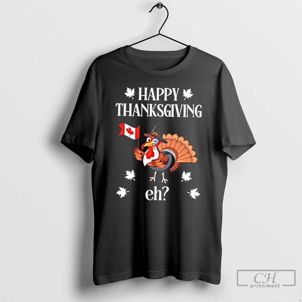 Classic Turkey With Canada Flag Happy Thanksgiving Day Canadian T Shirts