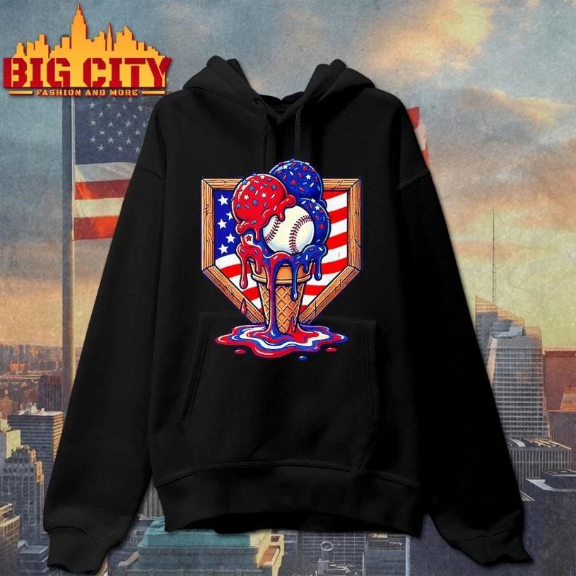 Baseball Drip American Flag Shirt