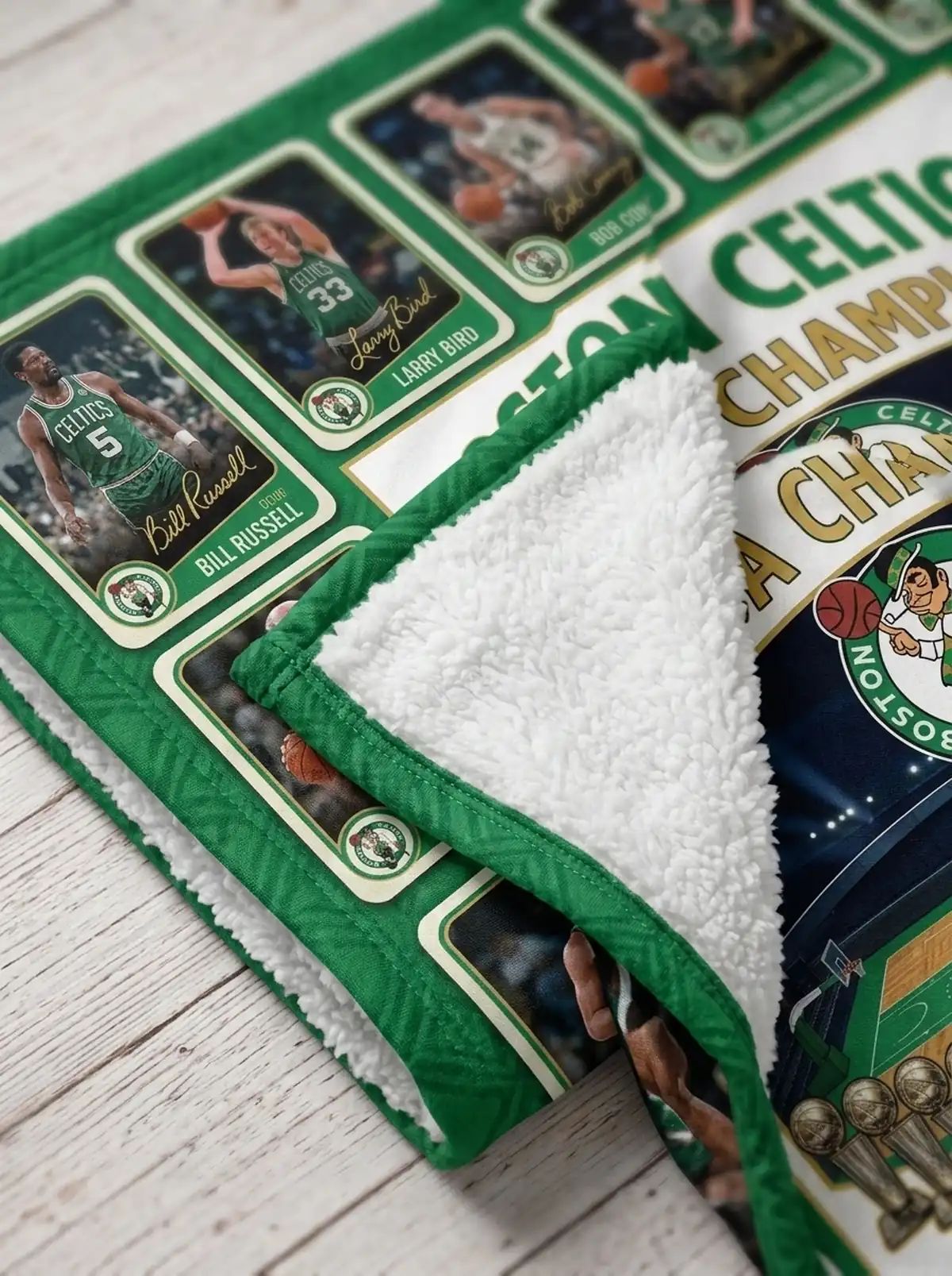 Boston Celtics 18x NBA Champions TD Garden Legends Facsimile Signatures Fleece Throw Blanket