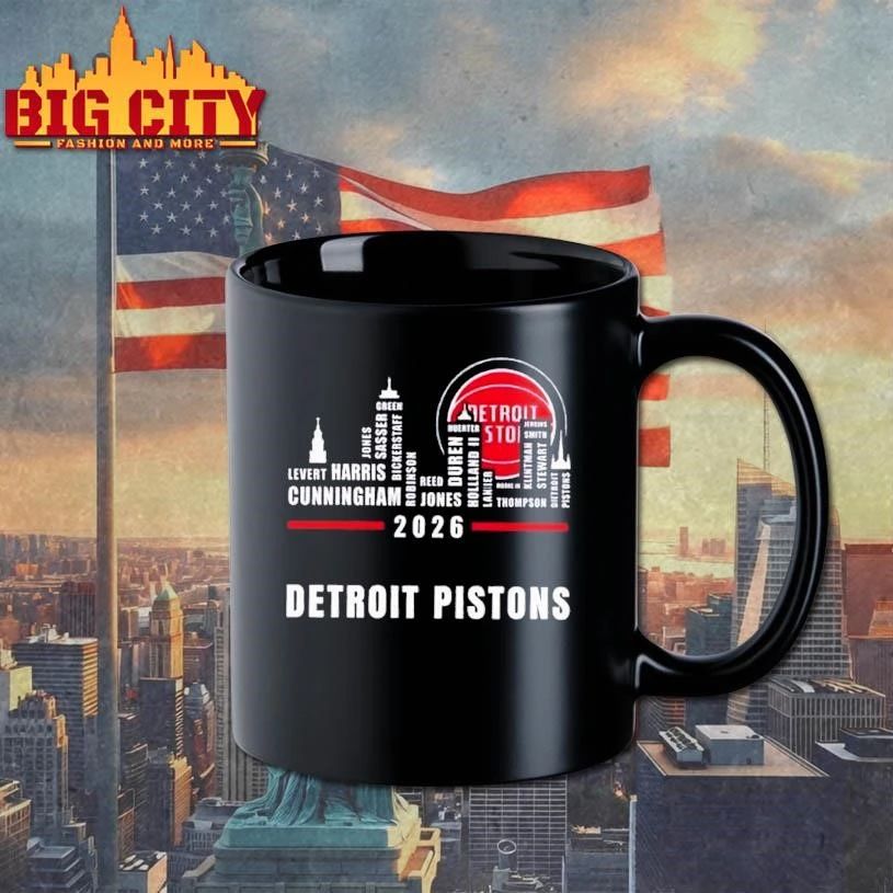 Detroit Pistons 2026 greatest of all time players city skyline shirt