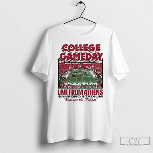 Classic Georgia Bulldogs College Gameday Live From Athens Sanford Stadium Between The Hedges T Shirts