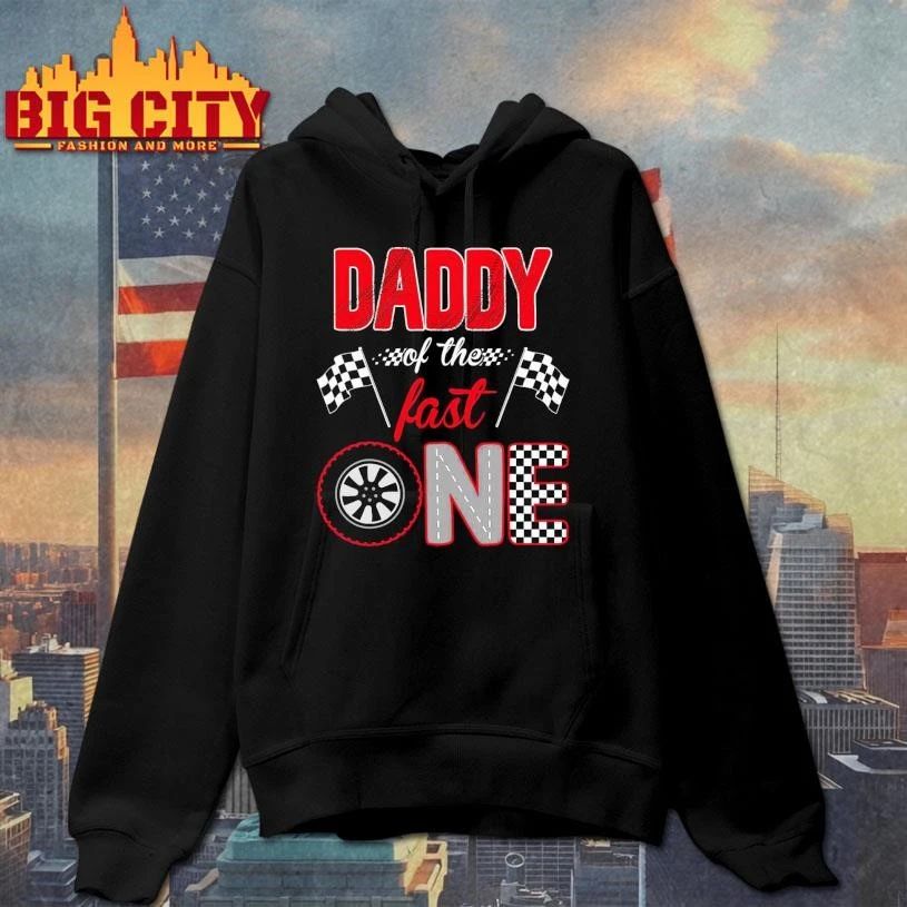 Daddy of The Fast One First Birthday Racing Car Family Graphic Shirt