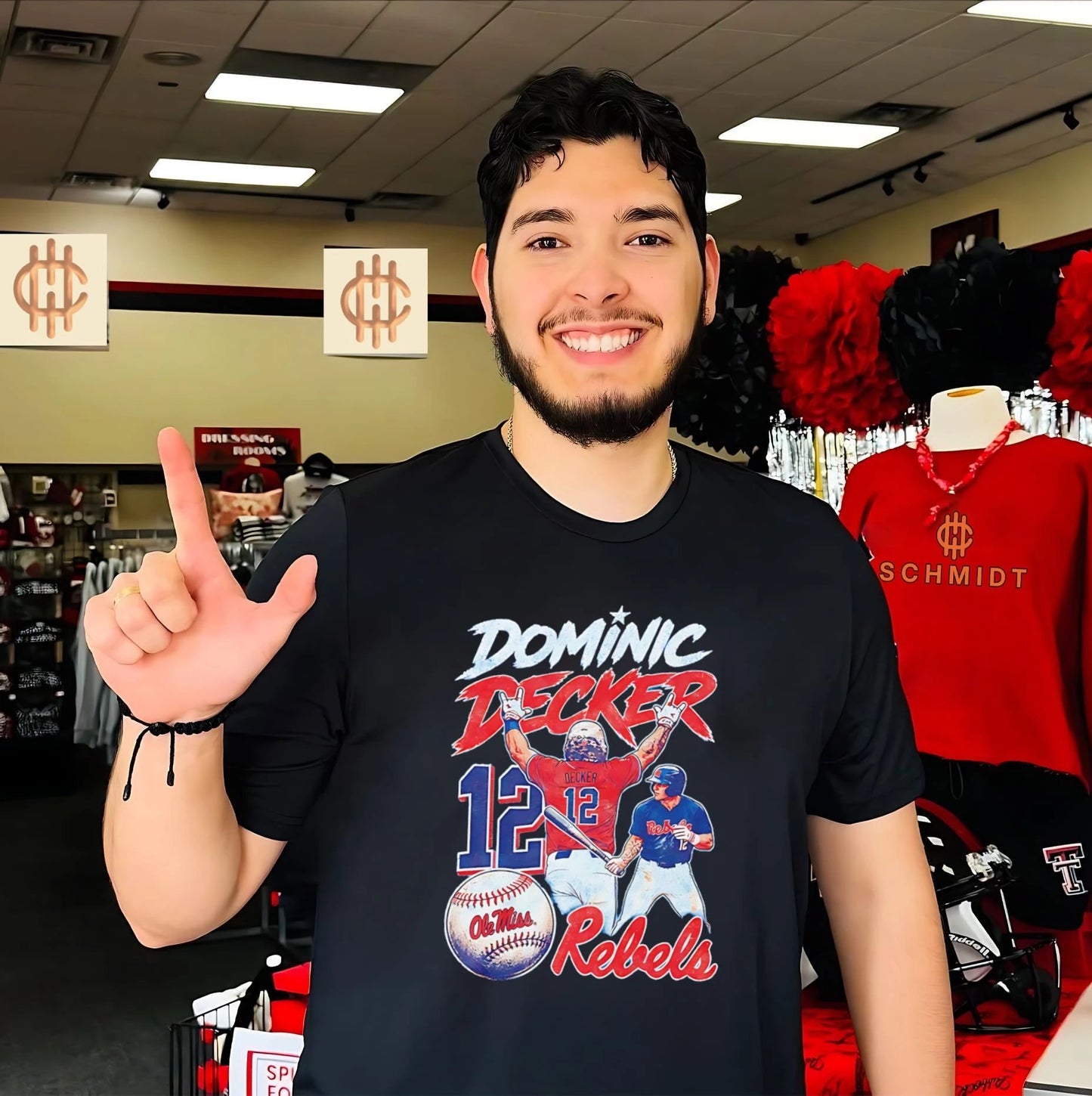 Dominic Decker Ole Miss Rebels Number 12 Baseball shirt
