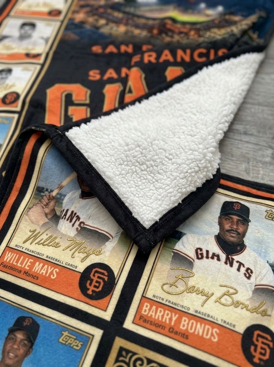 San Francisco Giants 8x World Series Champions Oracle Park Legends Facsimile Signatures Fleece Throw Blanket