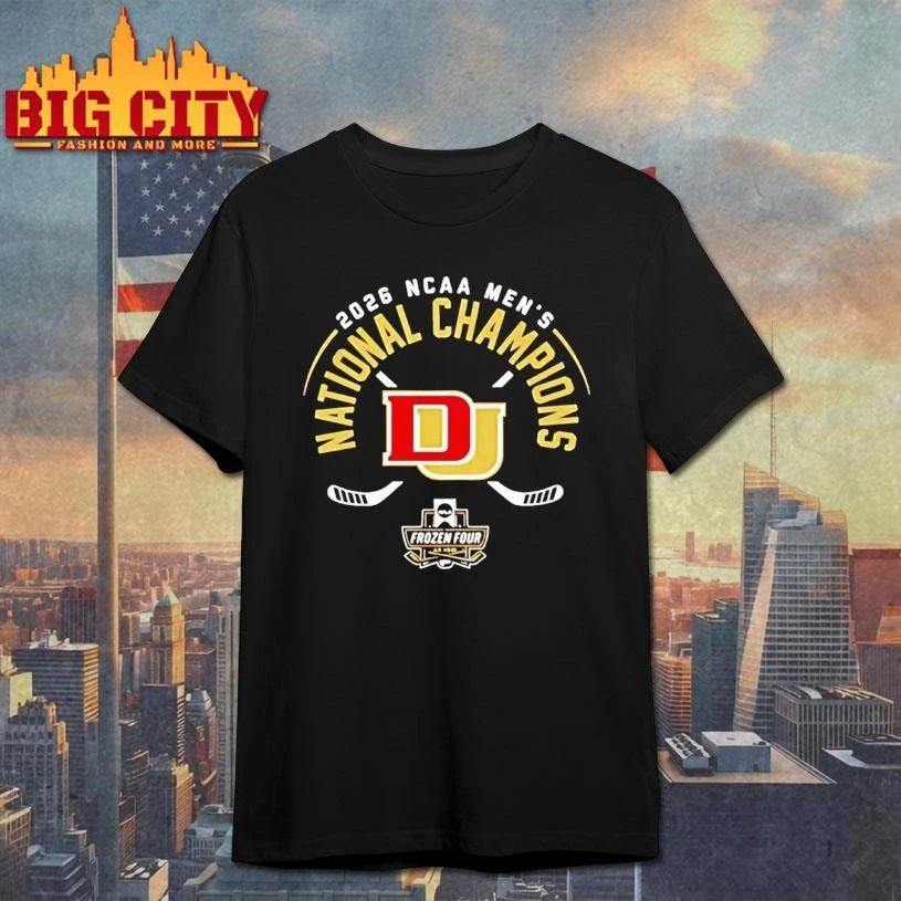 Denver Pioneers Mens Ice Hockey National Champions 26 Retro Shirt