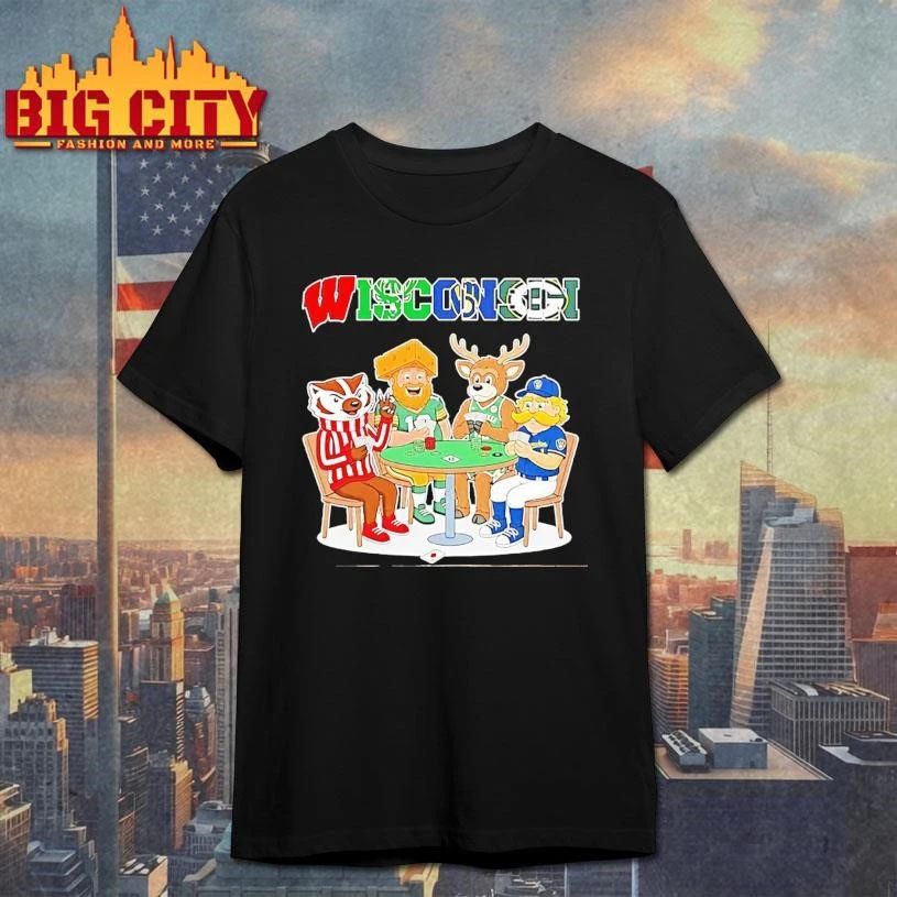 Wisconsin City Sports Mascot Playing Poker Graphic Shirt