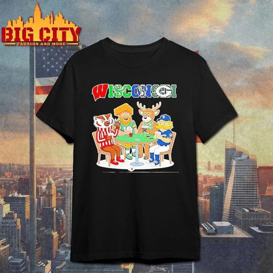Wisconsin City Sports Mascot Playing Poker Graphic Shirt