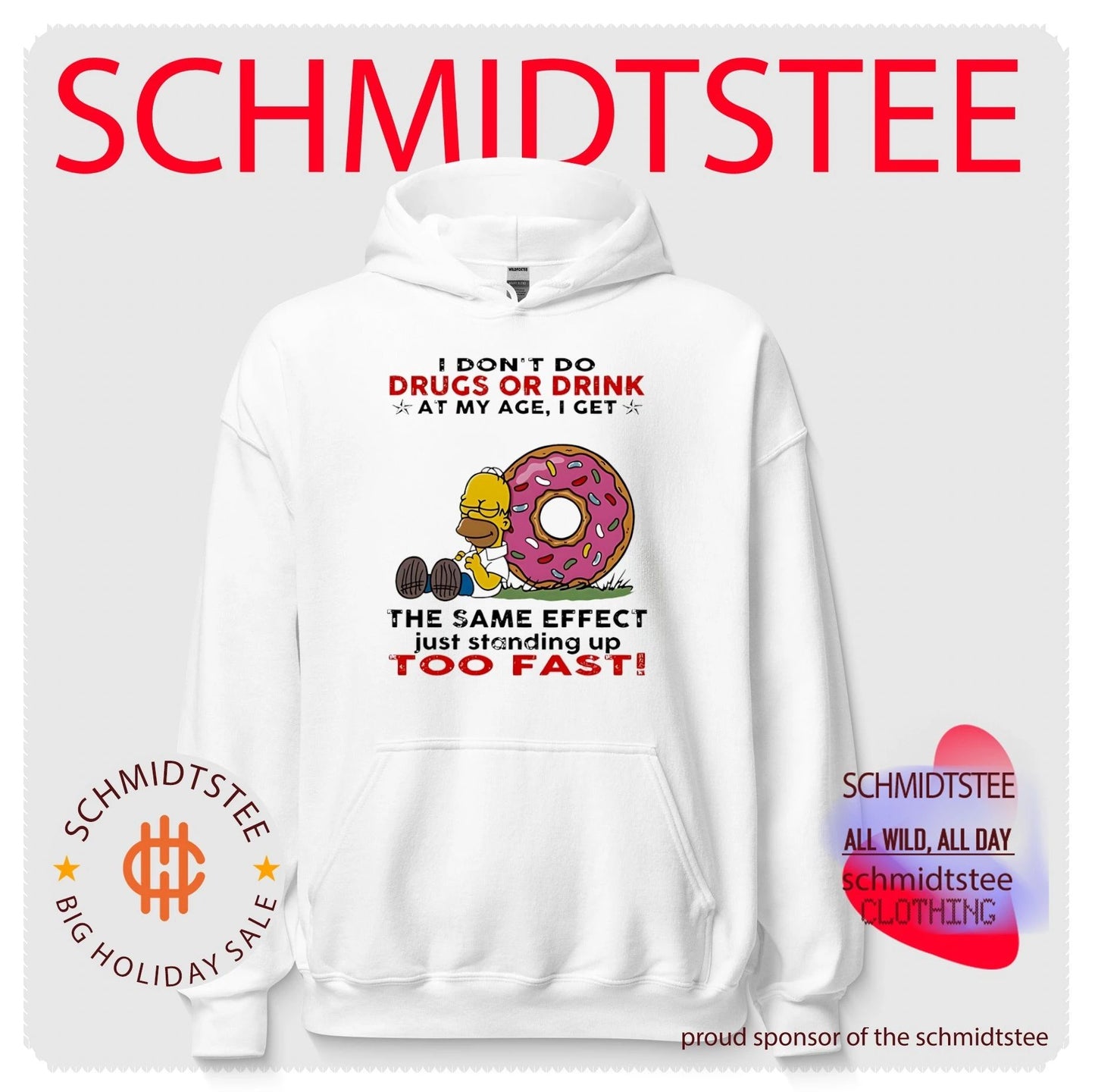 I don’t do drugs or drink at my age I get the same effect just standing up too fast Simpson shirt