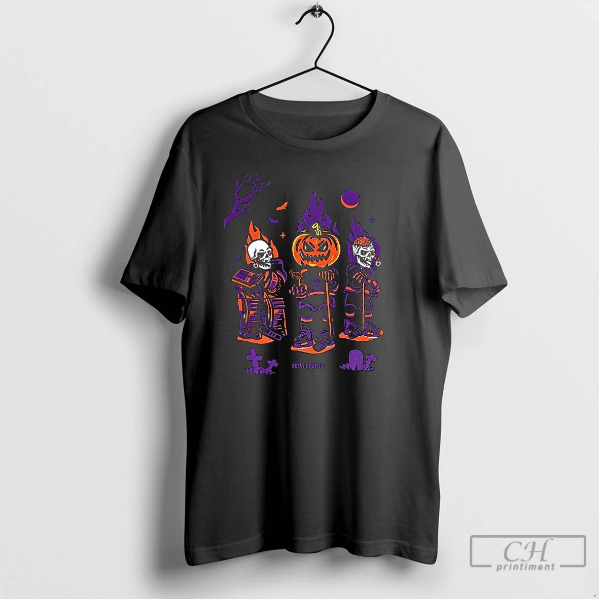 Classic Sleepy Hollow Hockey Club Est 1820 Skeleton Pumpkin Head And Zombie Halloween T Shirts