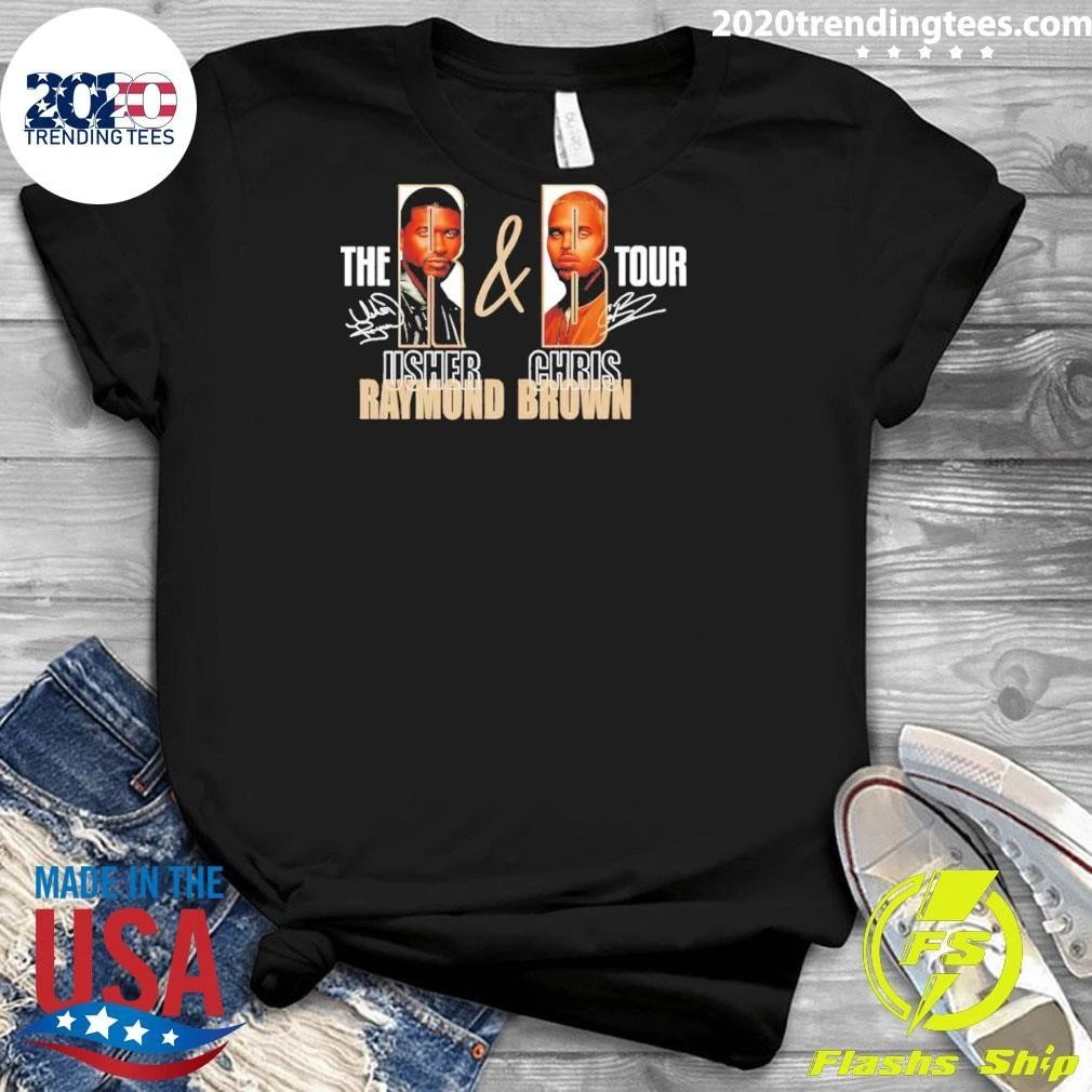Usher And Chris Brown The R & B Tour Raymond Brown Music Concert Signatures Shirt