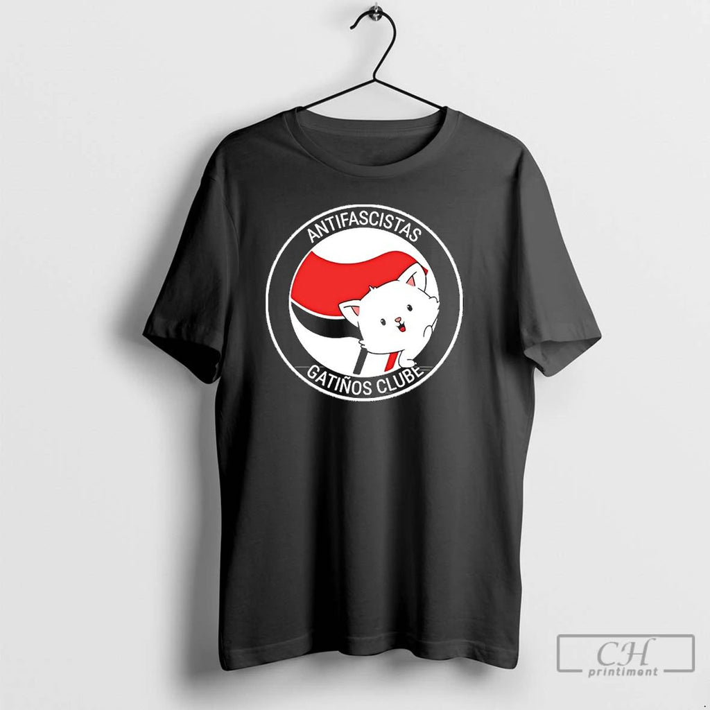 Classic Antifascistas Gatinos Clube Logo Cat T Shirts