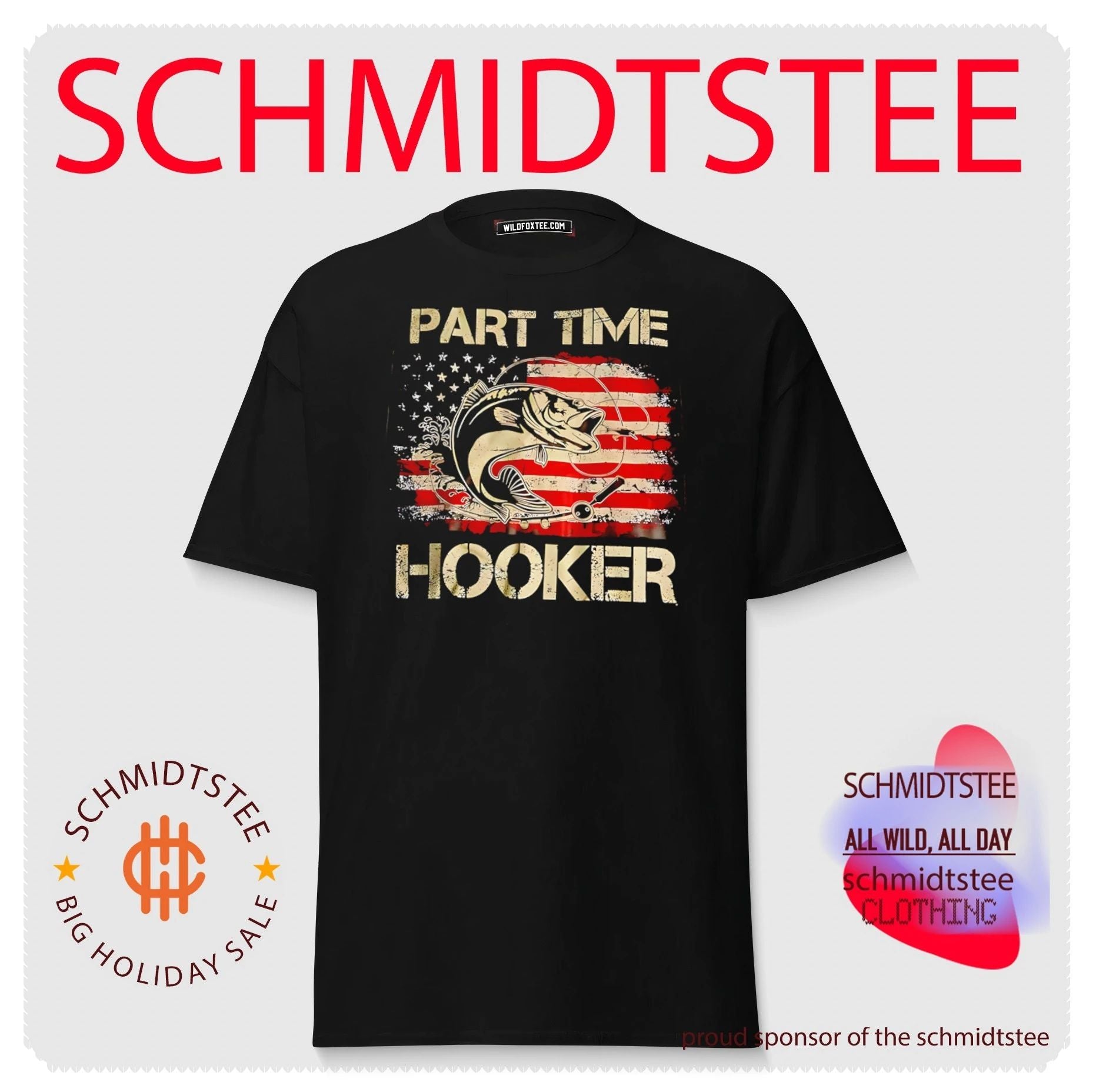 Part Time Hooker Fishing American Flag fisherman shirt