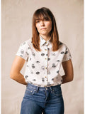 Morning Glory Coffee Casual Button Down Shirt Women