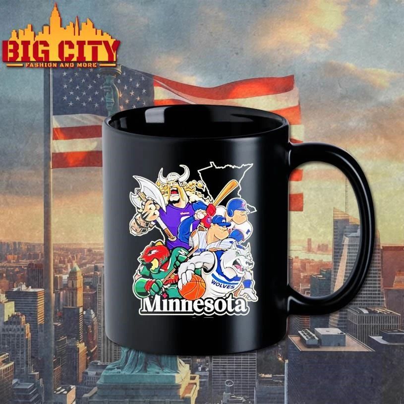 Vikings Wolves Twins And Wild Minnesota City Skyline Mascot Shirt
