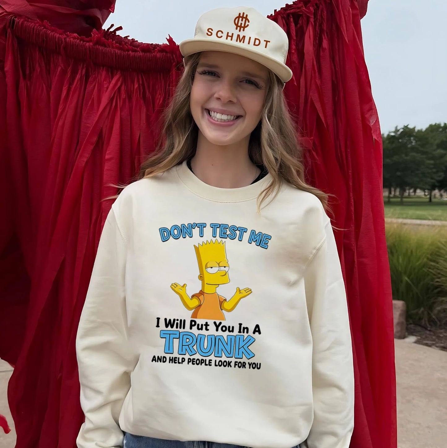 Don’t test me I will put you in a trunk and help people look for you Bart Simpson shirt