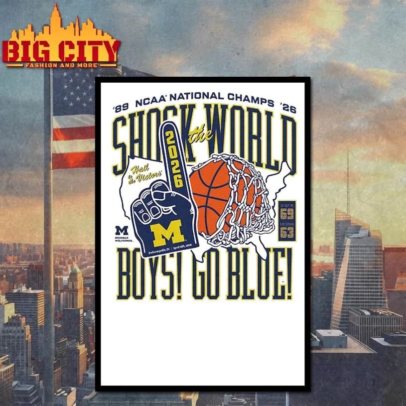 Michigan Basketball Shock The World, Boys Two-Time National Champs College Shirt