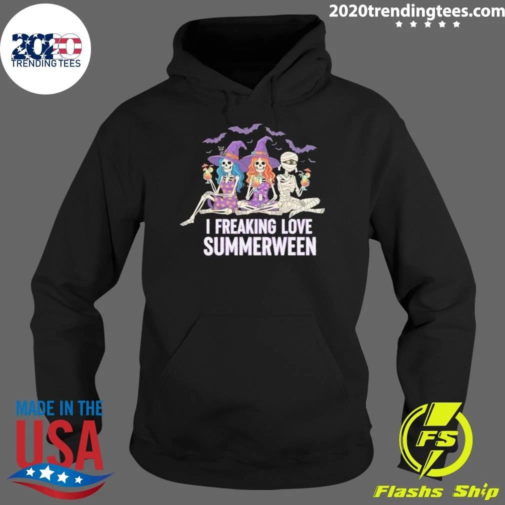 I Freaking Love Summerween Halloween Skeleton Witch Girls Cocktail Shirt