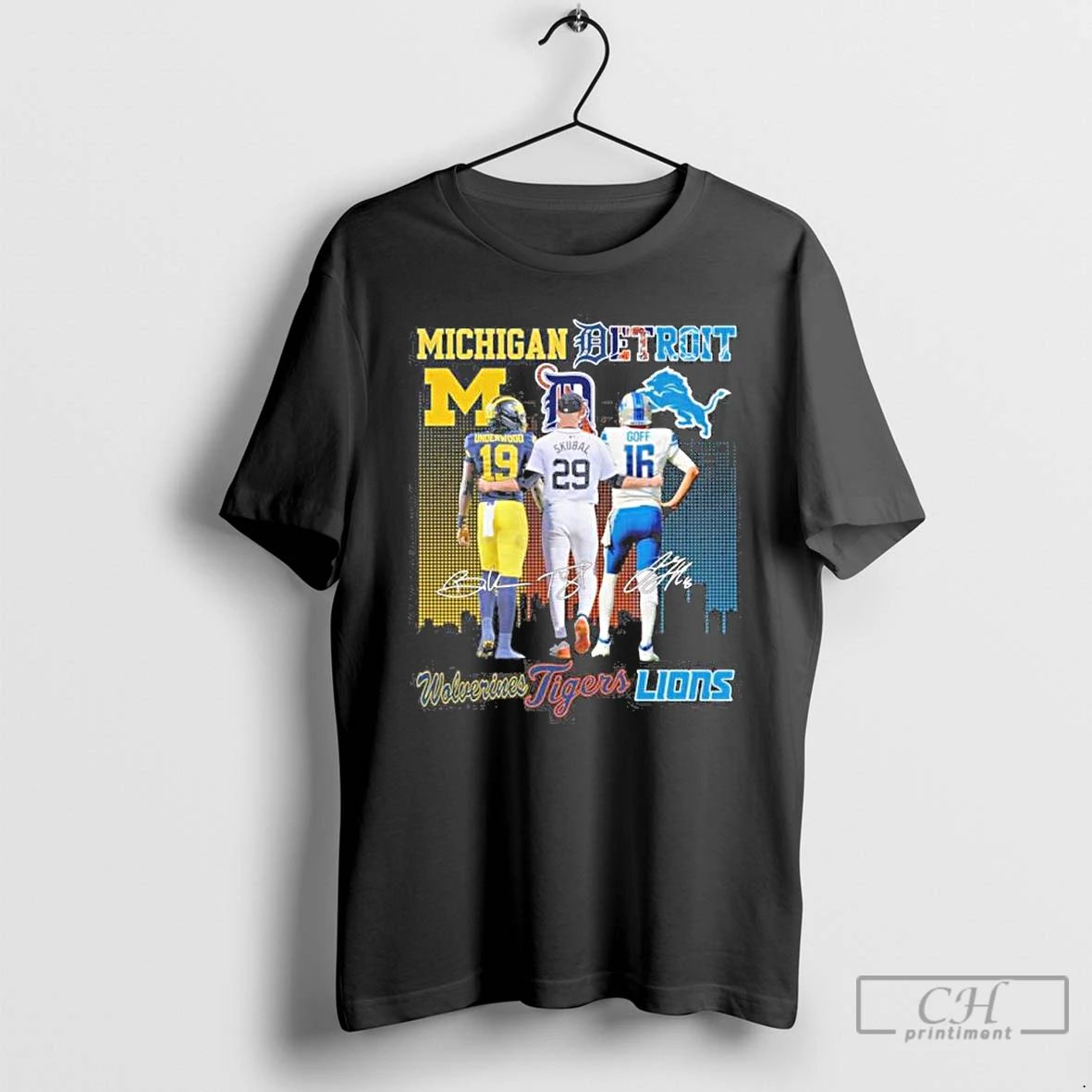 Classic Michigan Wolverines Underwood Tigers Skubal And Lions Goff T Shirts