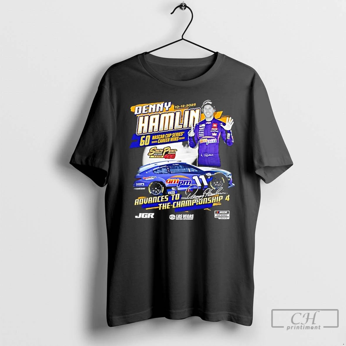 Classic Denny Hamlin 2025 South Point 400 Race Winner Signature T Shirts