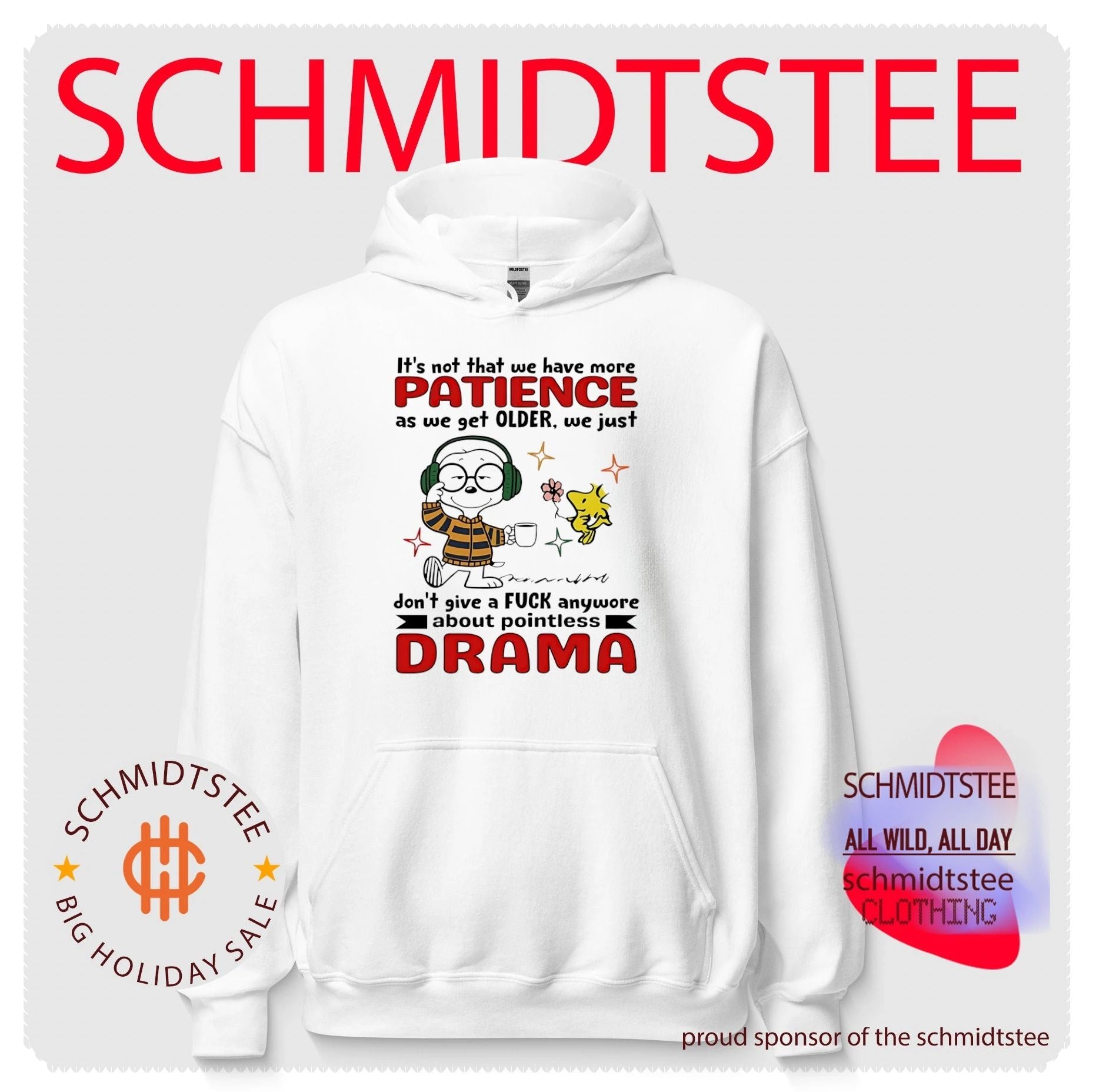 It’s not that we have more patience as we get older we just don’t give a fuck anywore Snoopy shirt