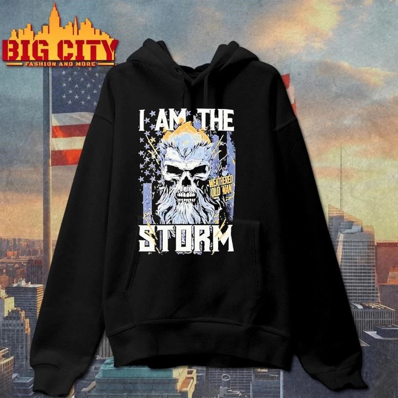Weathered Old Man I Am The Storm Skull Shirt