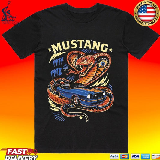 Vintage Mustang Cobra King Graphic Car T-shirt
