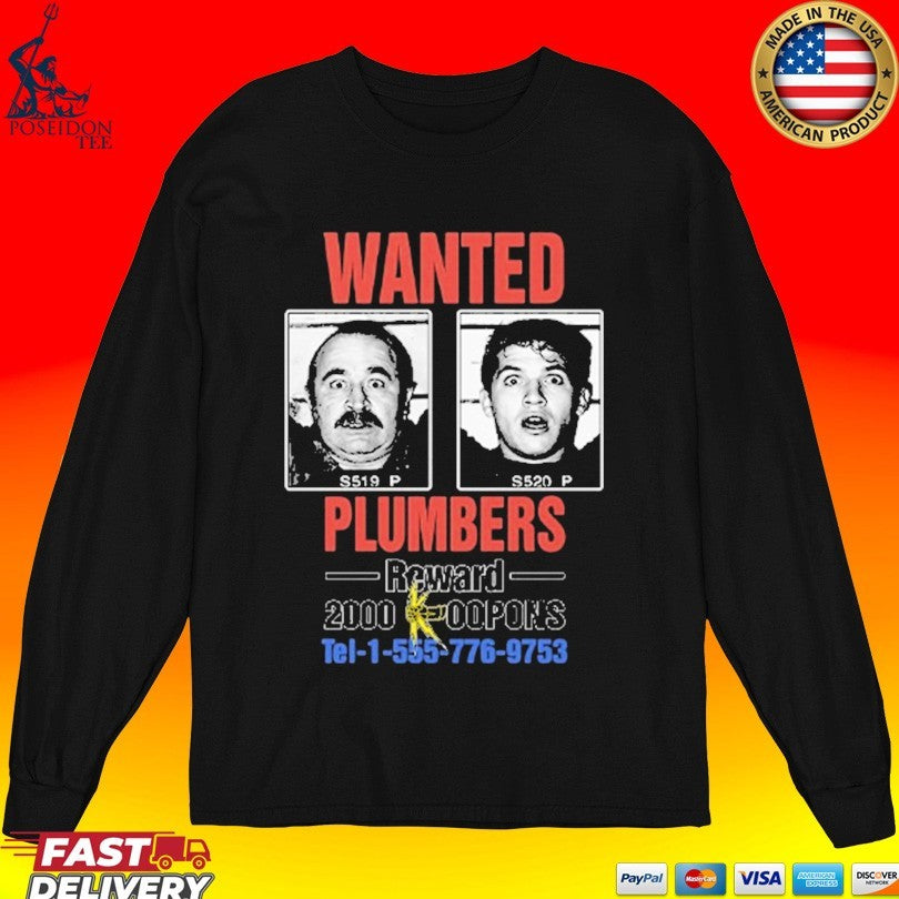 Wanted Plumbers Super Mario Bros 1993 T-shirt