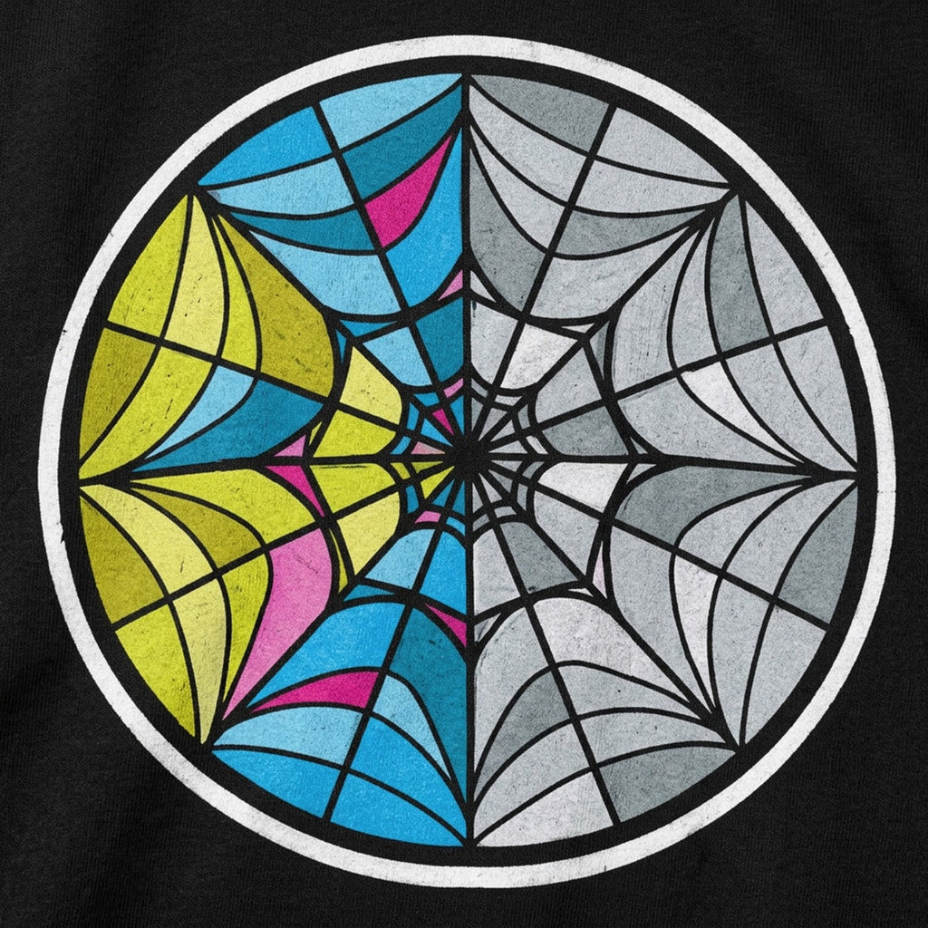Web Window Full Color Stained Glass Spider Web