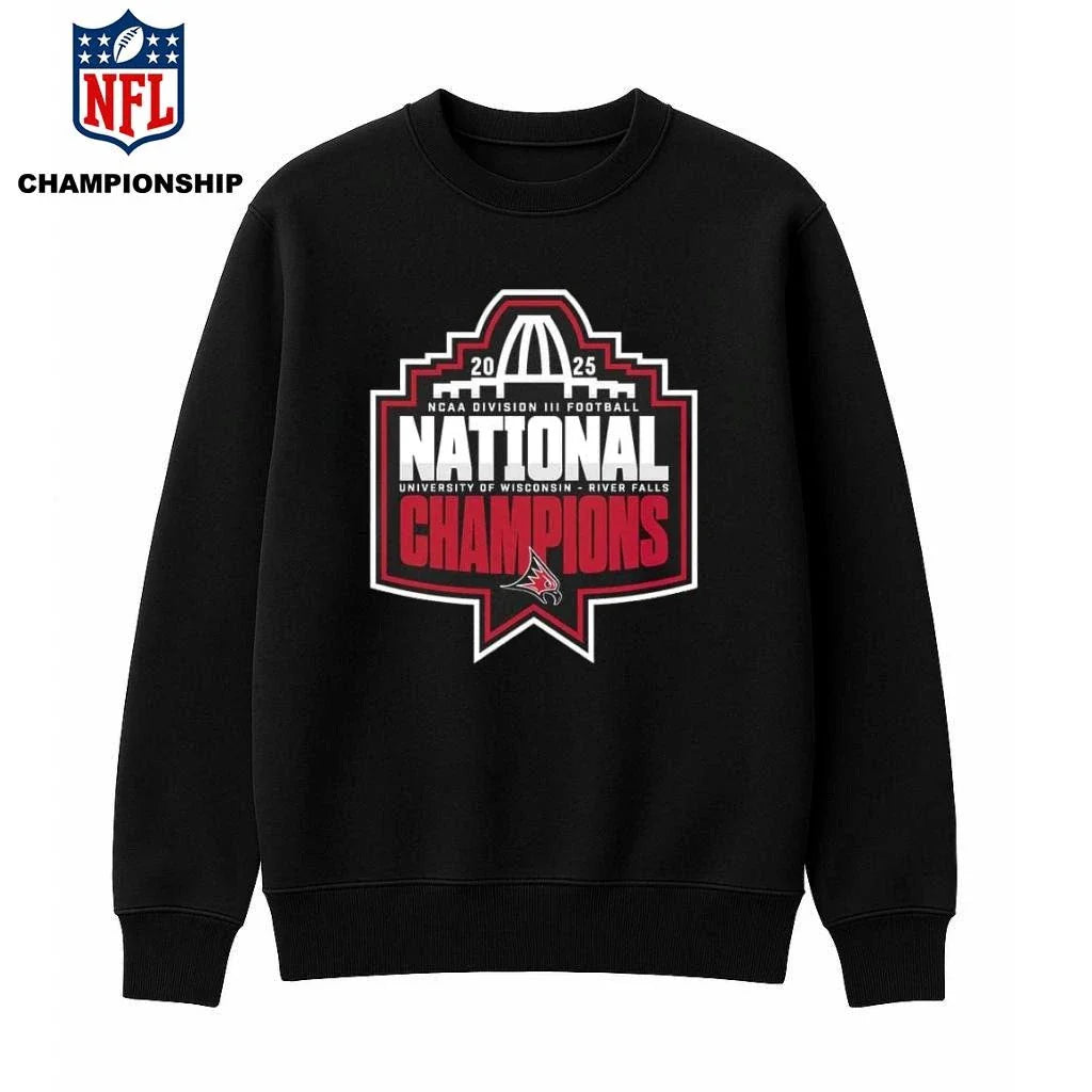 Wisconsin-River Falls Falcons Football National Champions 2025 NCAA Division III Football Logo Shirt