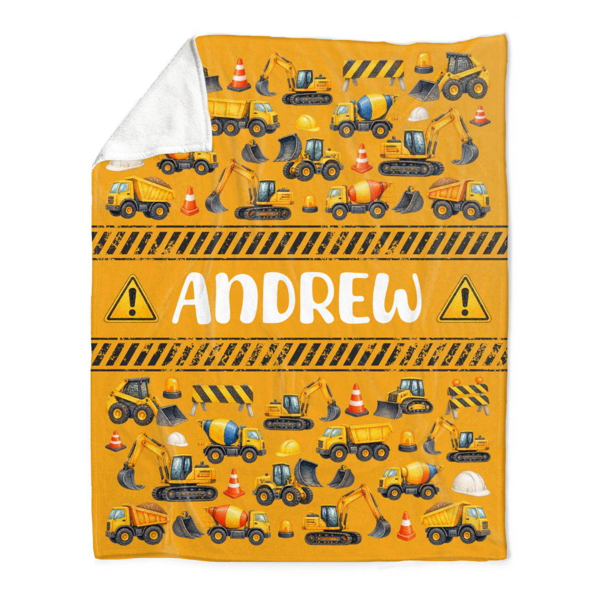 Personalized Construction Blanket for Boys, Custom Name Truck Blanket, Excavator Blanket, Dump Truck Gift, Construction Birthday Gift