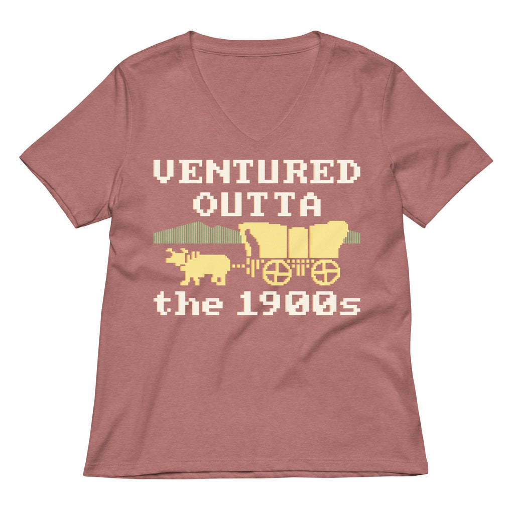 Ventured Outta The 1900s Women's V-Neck Tee
