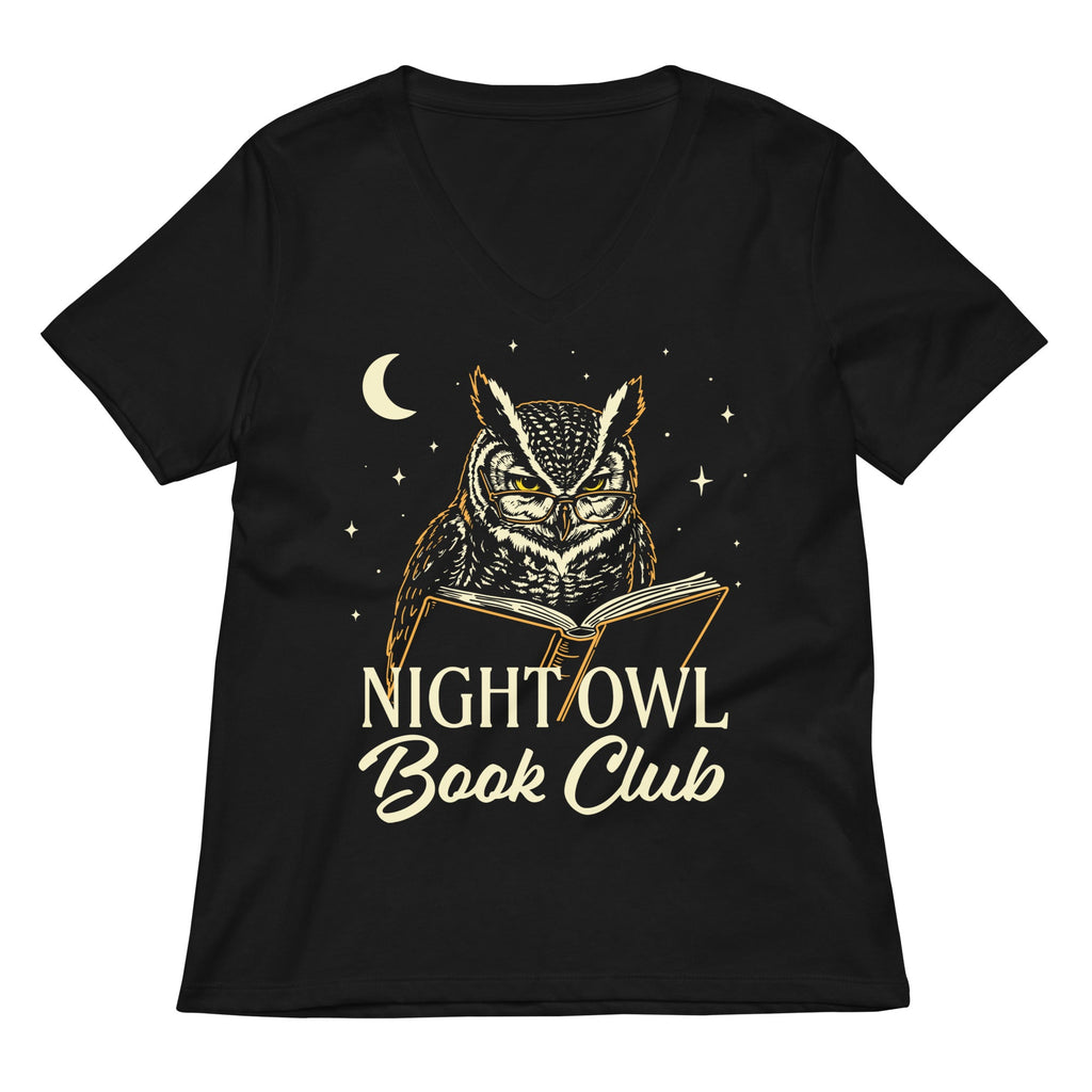 Night Owl Book Club Women's V-Neck Tee
