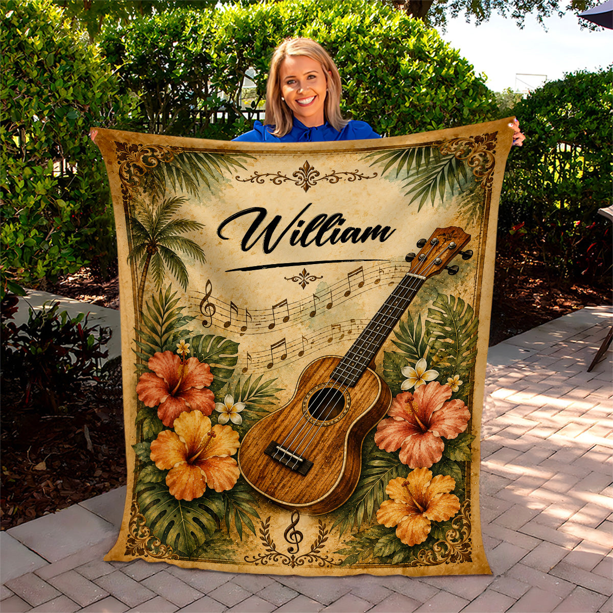 Personalized Ukulele Blanket, Ukulele Player Gift, Custom Ukulele Gift, Ukulele Lover Blanket, Ukulele Music Gift, Ukulele Musician Gift