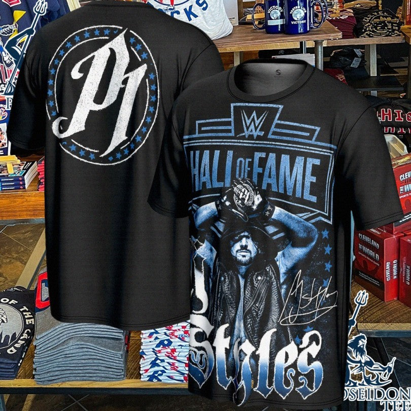 Youth Prosphere Black Aj Styles Wwe Hall Of Fame T-shirt