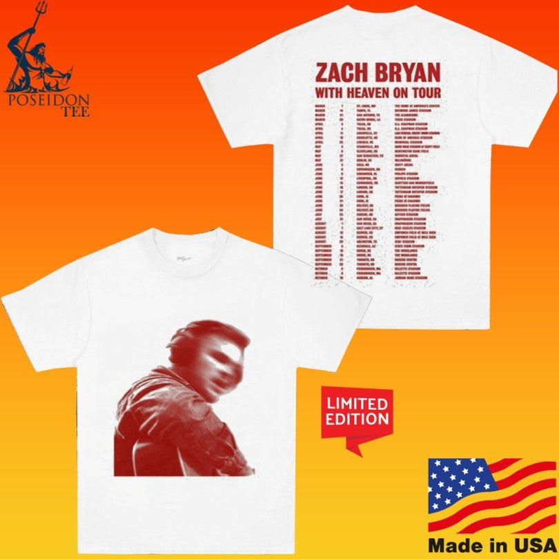 Zach Bryan With Heaven On Top Natural Tour T-shirt