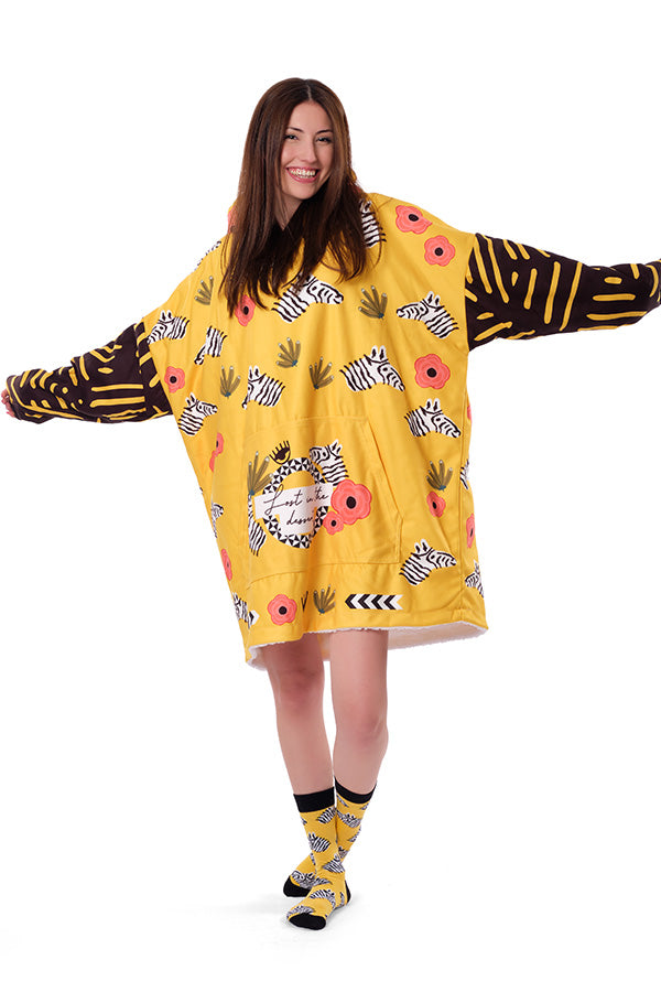 Zebra Hoodie Blanket